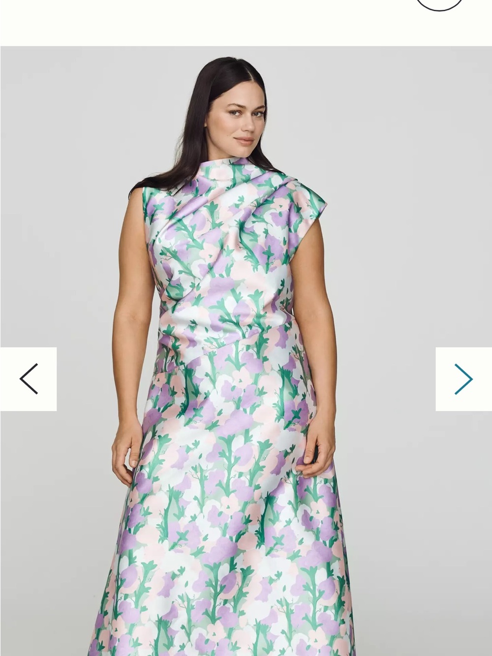 Anthropologie Lavender & Green Floral High-Neck Maxi Dress